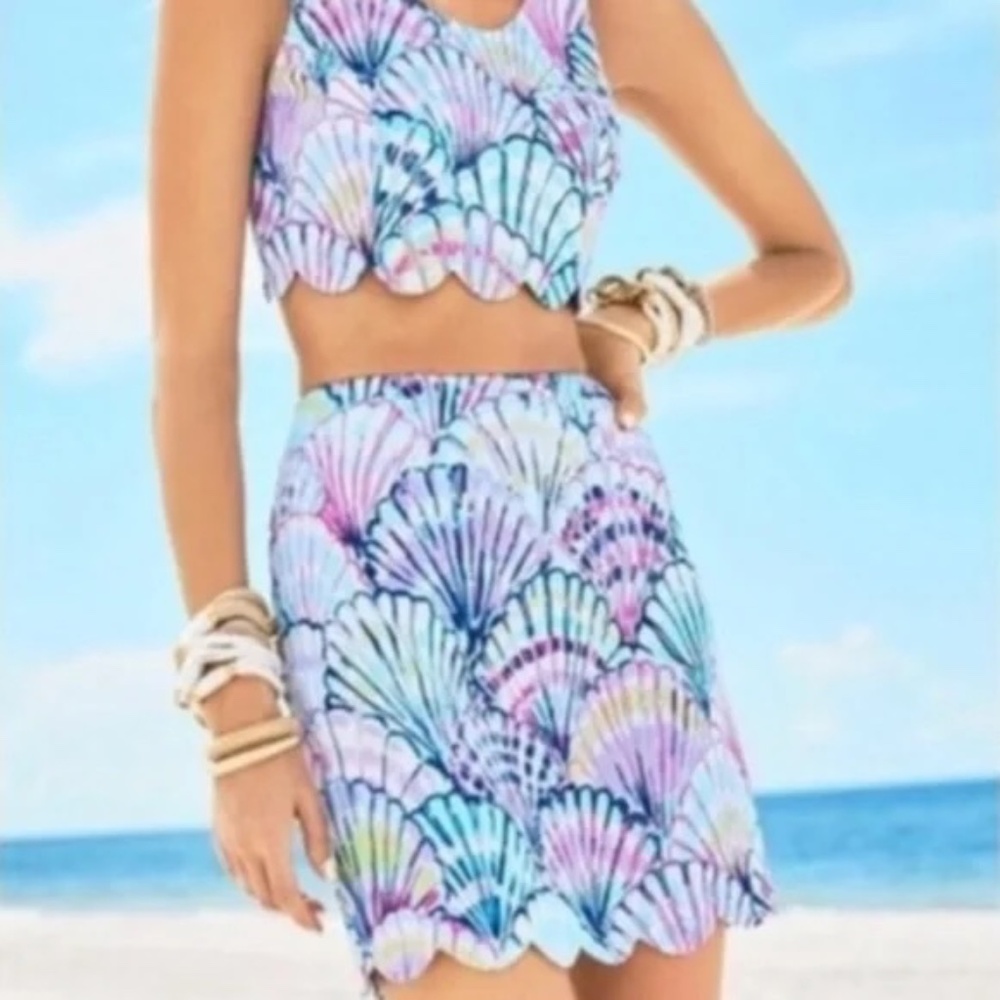 Lilly Pulitzer Shell Matching skirt and crop top set
